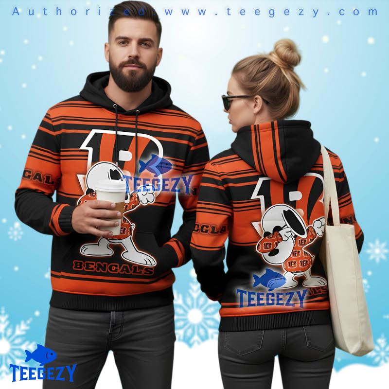 Cincinnati Bengals Snoopy Dabbing 3D Ugly Hoodie Zipper