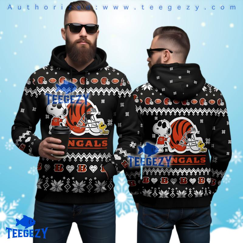 Cincinnati Bengals Snoopy Helmet 3D Ugly Hoodie Women