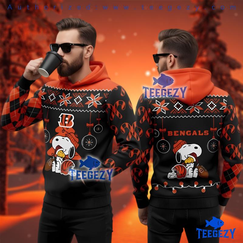 Cincinnati Bengals Snoopy Hug Woodstock 3D Ugly Hoodie Women