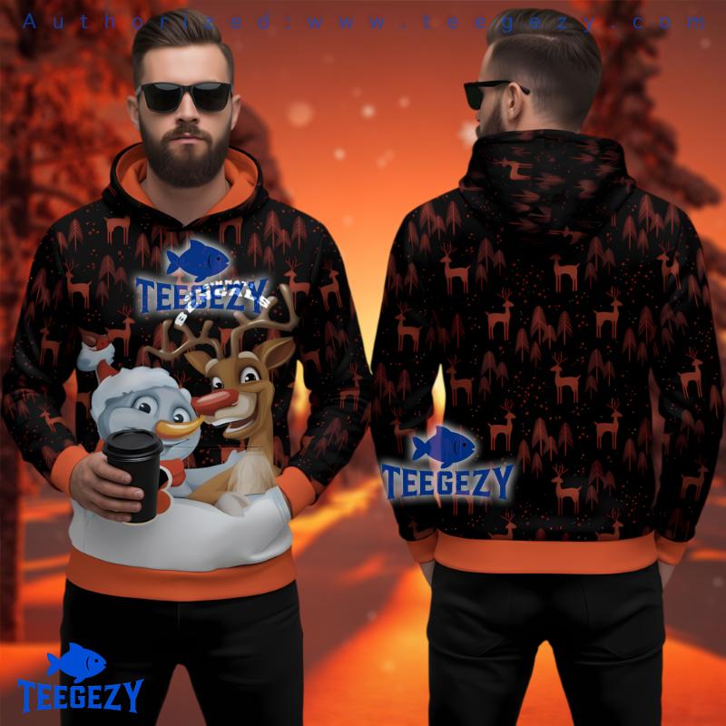 Cincinnati Bengals Snowman Reindeer 3D Ugly Hoodie Zip Up