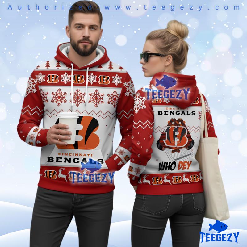 Cincinnati Bengals Who Dey Red 3D Ugly Hoodie Zip Up