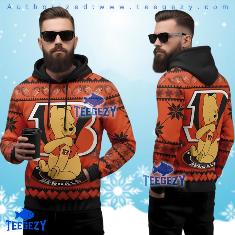 Cincinnati Bengals Winnie The Pooh 3D Ugly Hoodie Printed