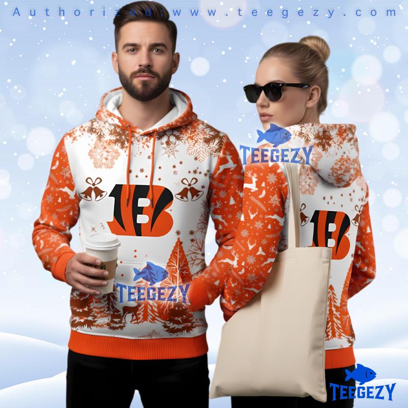 Cincinnati Bengals Xmas Bell 3D Ugly Hoodie Women