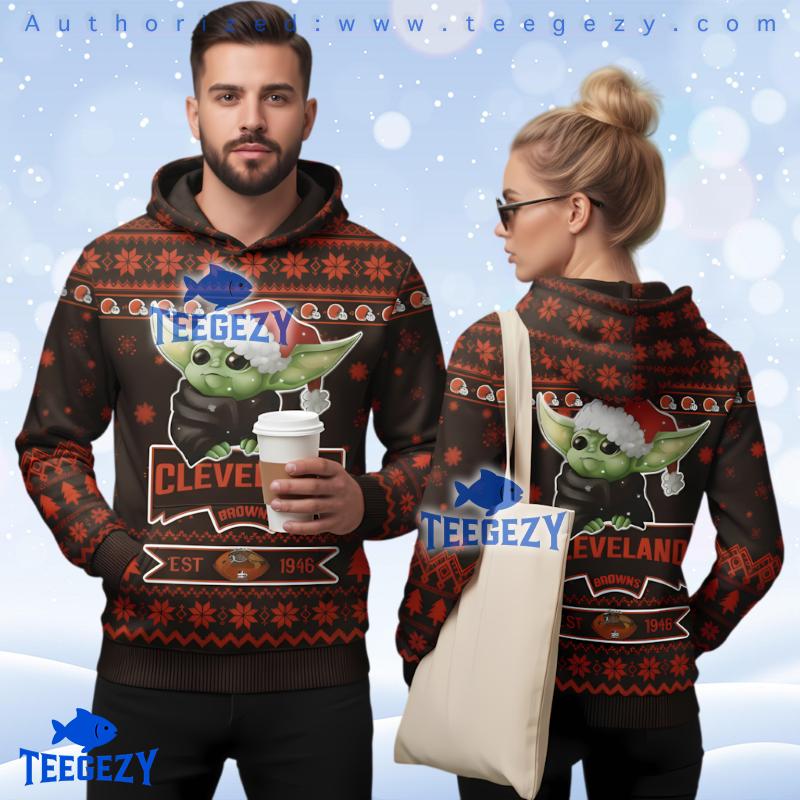 Cleveland Browns Baby Yoda 3D Ugly Hoodie For Holiday
