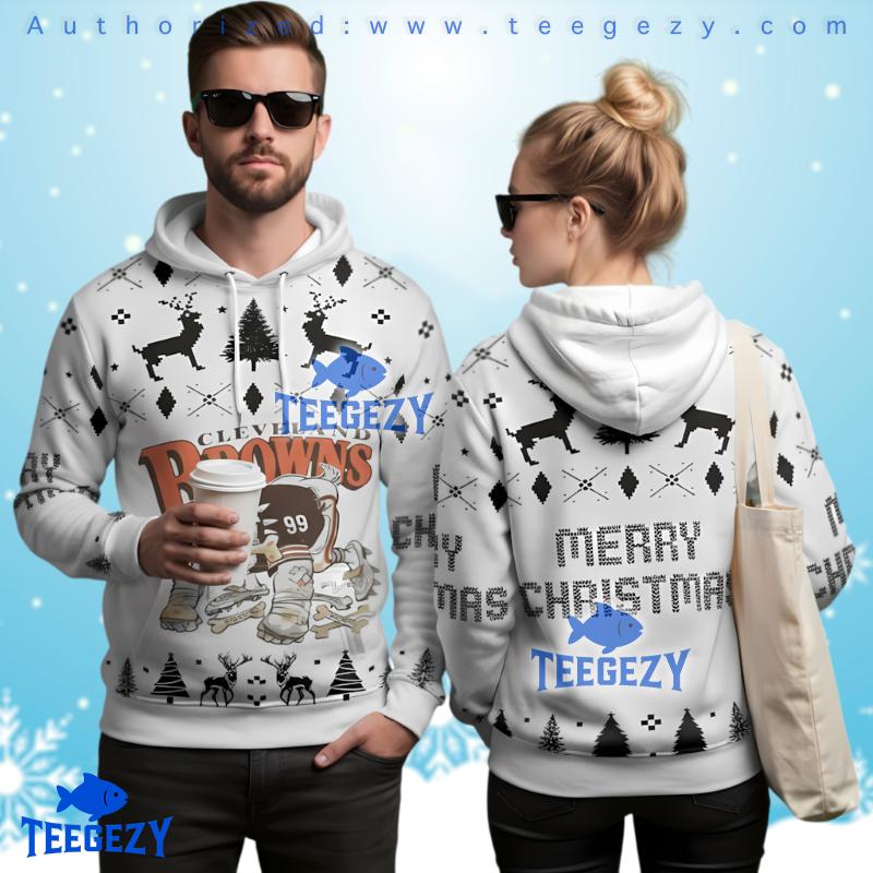 Cleveland Browns Bear 3D Ugly Hoodie For Xmas