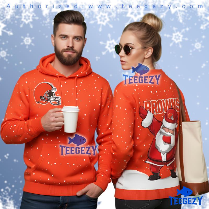 Cleveland Browns Dabbing Santa Claus Christmas 3D Hoodie