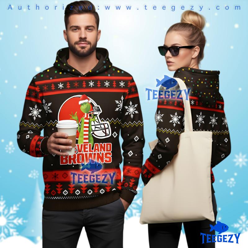 Cleveland Browns Grinch 3D Ugly Hoodie For Browns Backers