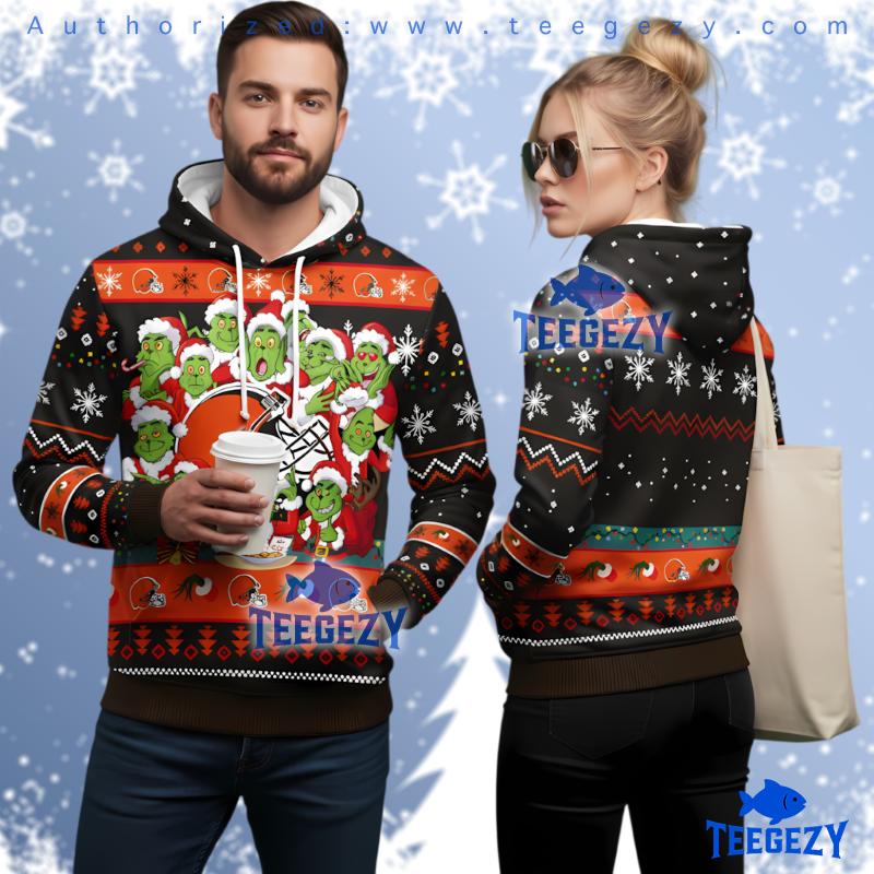 Cleveland Browns Grinch Christmas 3D Ugly Hoodie For Men