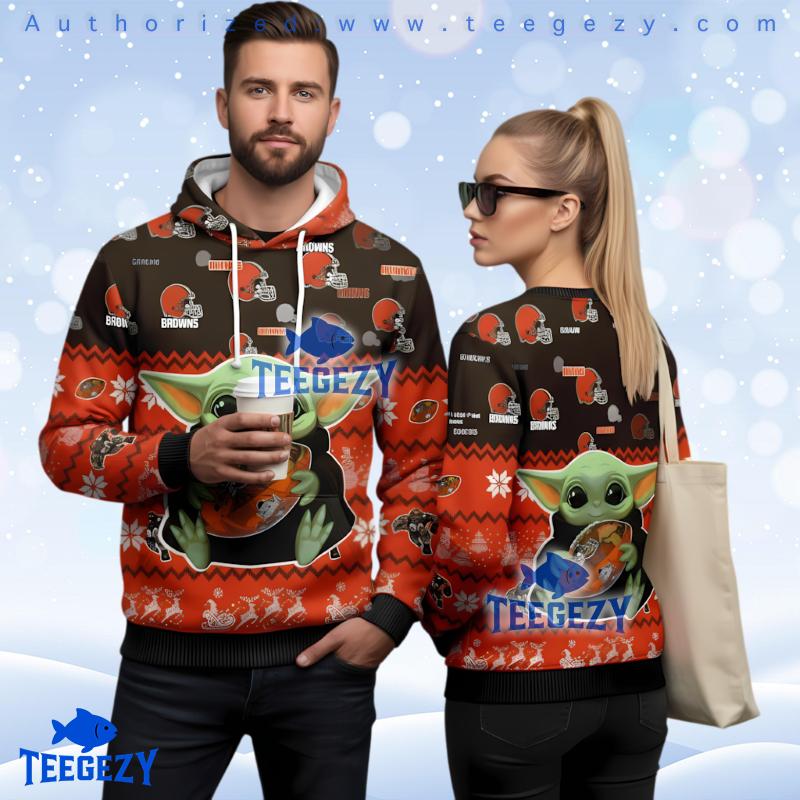 Cleveland Browns Grogu 3D Ugly Hoodie For Teen