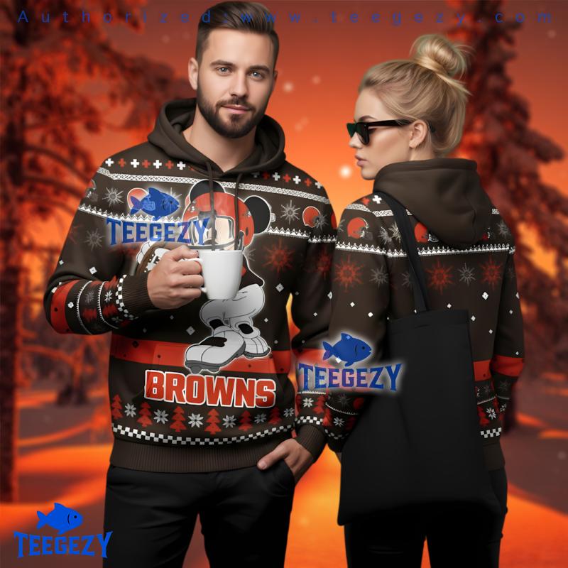 Cleveland Browns Mickey Mouse Ugly Christmas Sweater 3D Hoodie Cleveland Browns Mickey Mouse Ugly Christmas Sweater 3D Hoodie