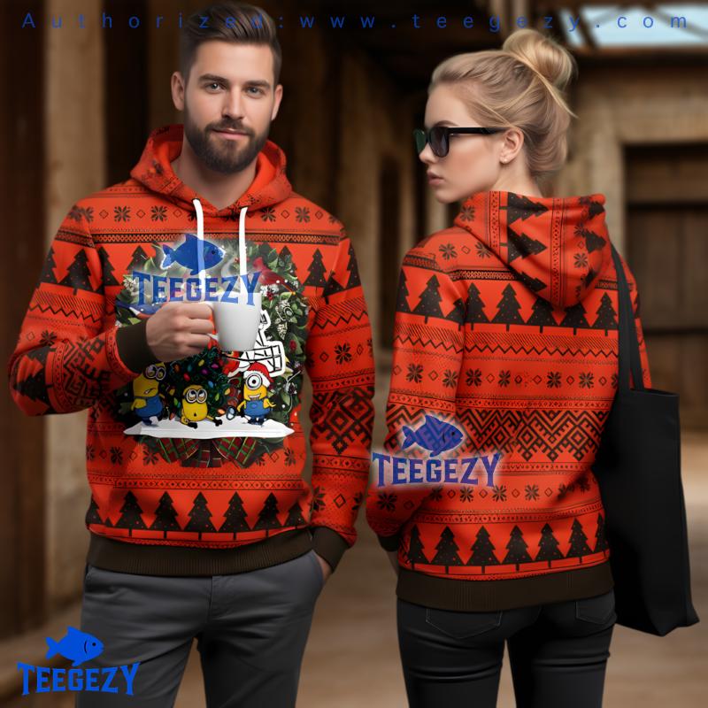 Cleveland Browns Santa Minion Men 3D Ugly Hoodie Cleveland Browns Santa Minion Men 3D Ugly Hoodie
