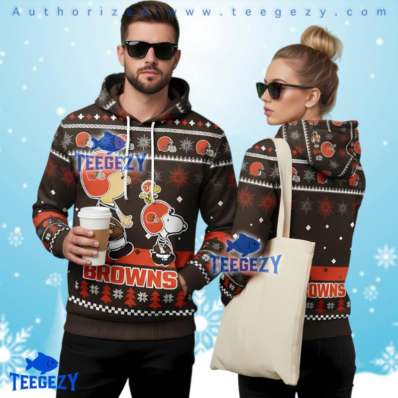 Cleveland Browns Snoopy Woodstock 3D Ugly Hoodie For Peanuts Fans Cleveland Browns Snoopy Woodstock 3D Ugly Hoodie For Peanuts Fans