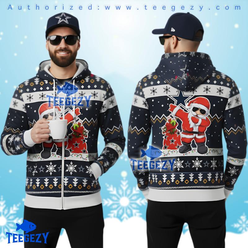 Dallas Cowboys Dabbing Santa 3D Ugly Hoodie Men Women