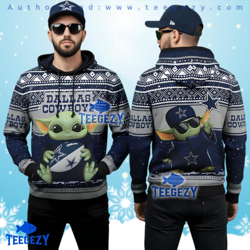 Dallas Cowboys Grogu Football All Over Print 3D Ugly Hoodie