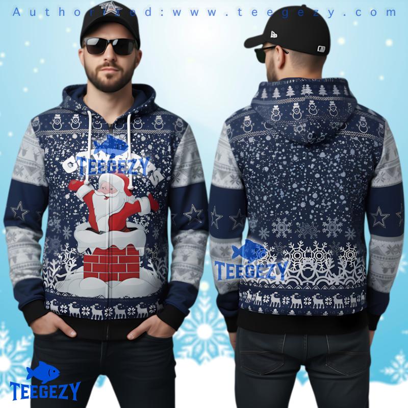 Dallas Cowboys Santa Claus Chimney Ugly Christmas 3D Hoodie
