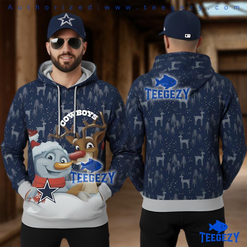 Dallas Cowboys Snowman Reindeer Ugly 3D Hoodie For Christmas