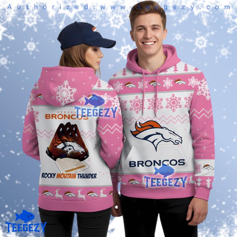 Denver Broncos Pink Ugly Christmas 3D Printed Hoodie Denver Broncos Pink Ugly Christmas 3D Printed Hoodie