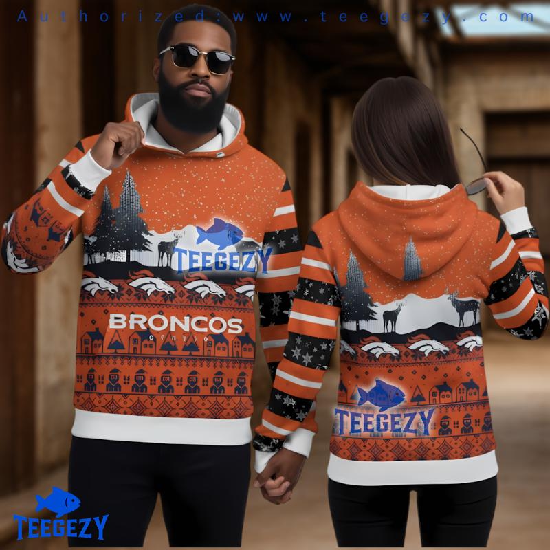 Denver Broncos Reindeers Christmas Ugly Sweater 3D Hoodie Denver Broncos Reindeers Christmas Ugly Sweater 3D Hoodie