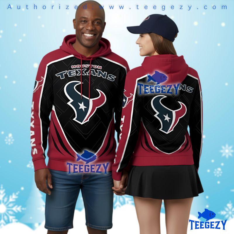 Houston Texans Bold Logo Design Ugly Christmas 3D Hoodie