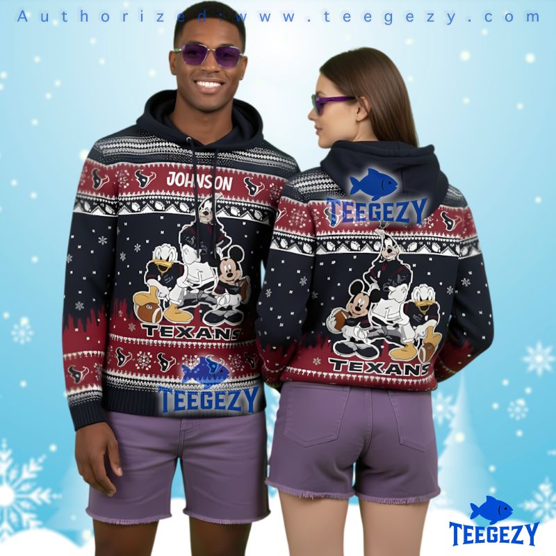 Houston Texans Disney Team Ugly Christmas 3D Print Hoodie