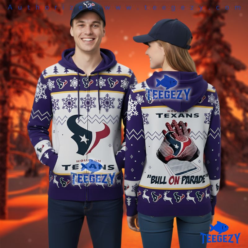 Houston Texans Festive Purple Snowflake Ugly Christmas 3D Hoodie Houston Texans Festive Purple Snowflake Ugly Christmas 3D Hoodie