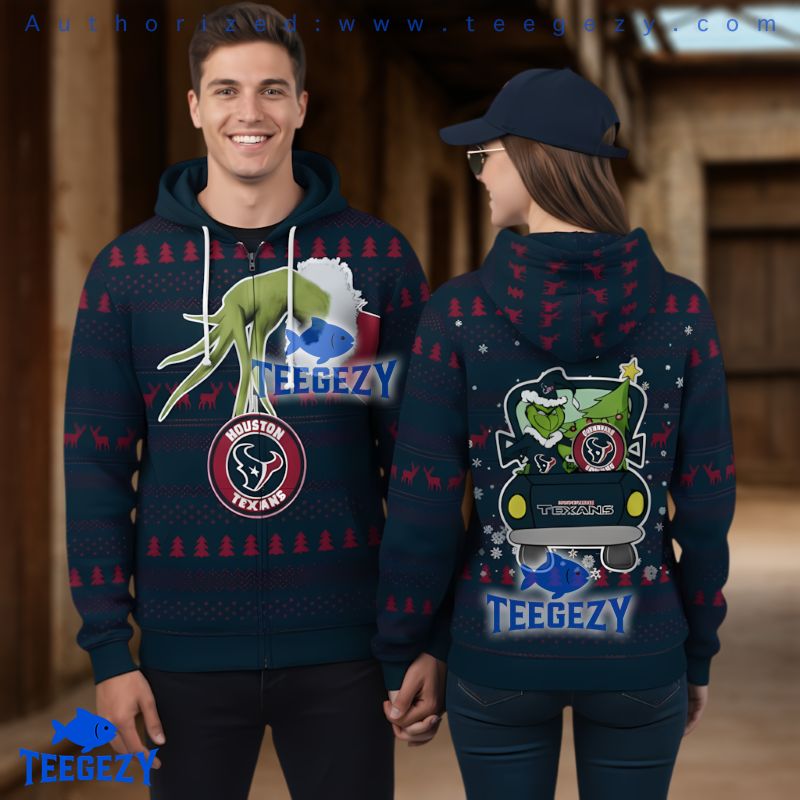 Houston Texans Grinch Driving Truck Ugly Christmas 3D Hoodie Houston Texans Grinch Driving Truck Ugly Christmas 3D Hoodie