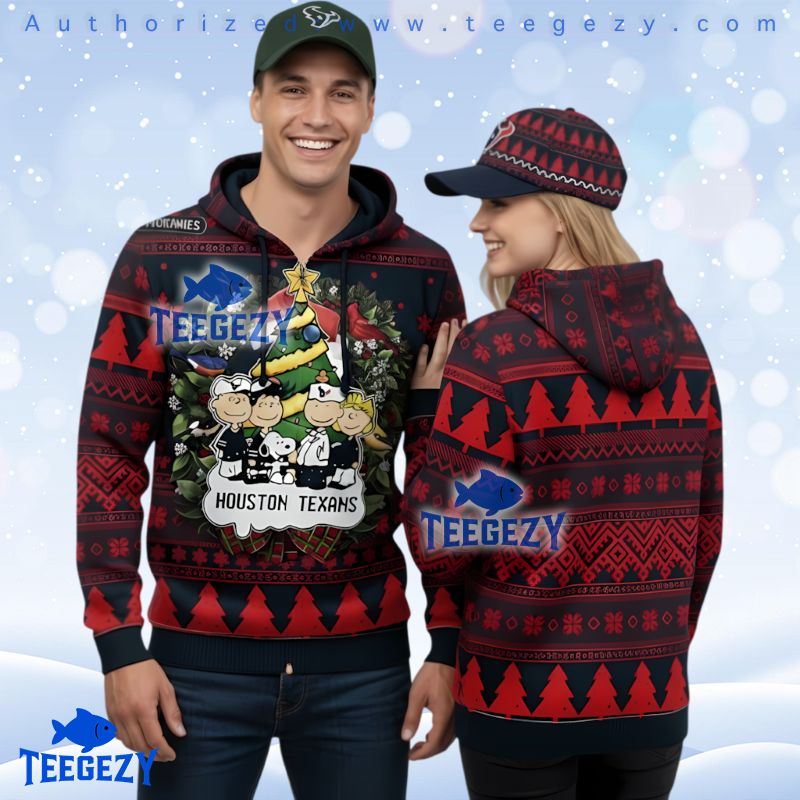 Houston Texans Peanuts Gang Christmas Ugly 3D Print Hoodie Houston Texans Peanuts Gang Christmas Ugly 3D Print Hoodie