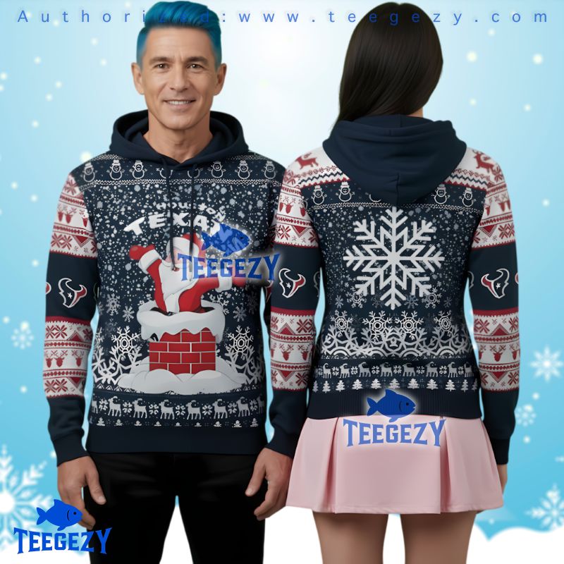 Houston Texans Santa Claus In Chimney Ugly Christmas 3D Hoodie Houston Texans Santa Claus In Chimney Ugly Christmas 3D Hoodie