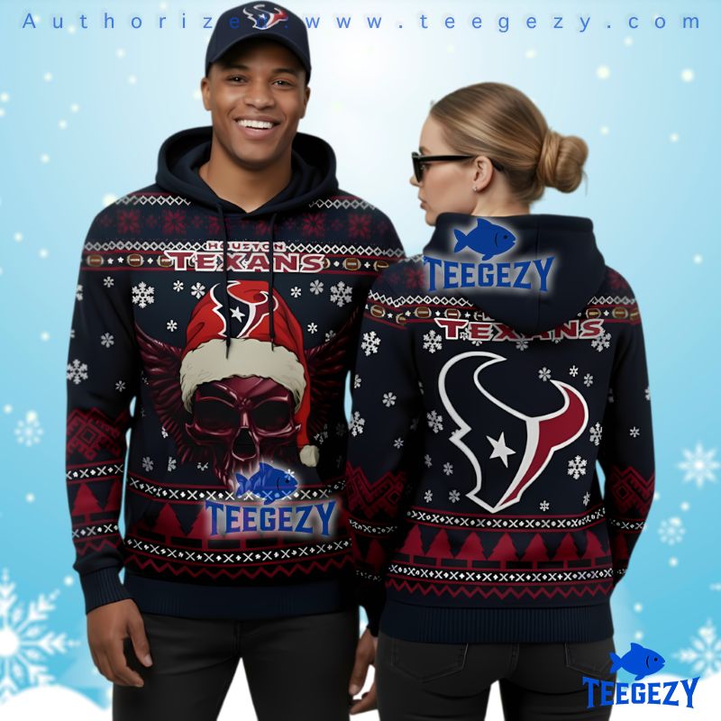 Houston Texans Skull And Wings Ugly Christmas 3D Print Hoodie Houston Texans Skull And Wings Ugly Christmas 3D Print Hoodie