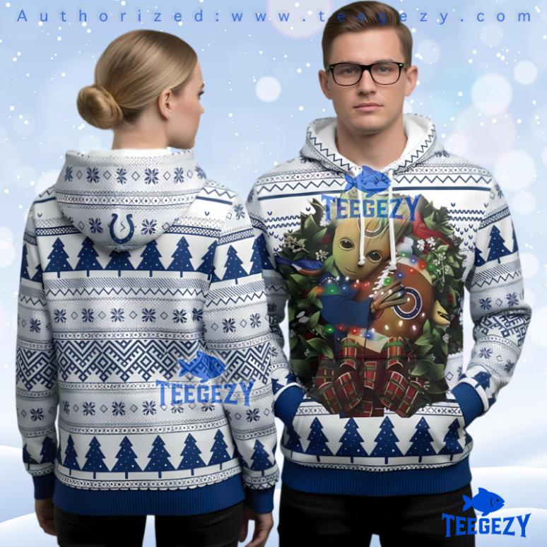 Indianapolis Colts Baby Groot Ugly Christmas 3D Hoodie Indianapolis Colts Baby Groot Ugly Christmas 3D Hoodie