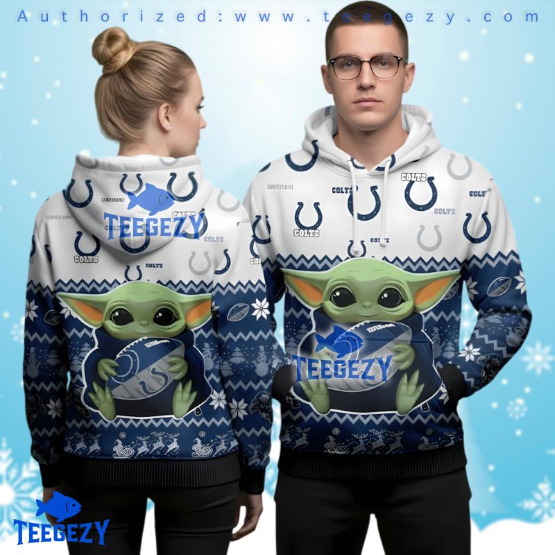 Indianapolis Colts Baby Yoda Ugly Christmas 3D Hoodie For Fan Indianapolis Colts Baby Yoda Ugly Christmas 3D Hoodie For Fan