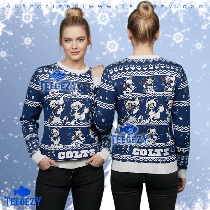 Indianapolis Colts Blue Mickey Football Ugly Christmas 3D Sweater