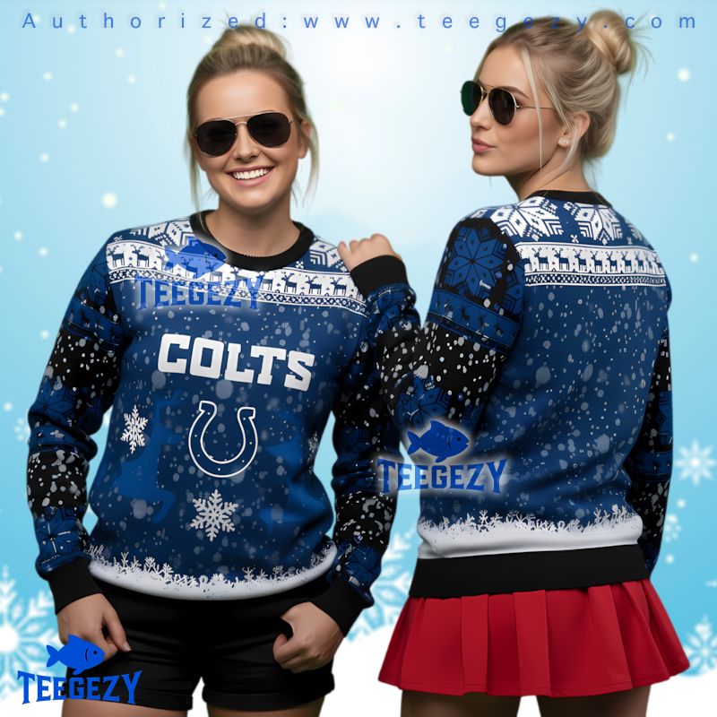 Indianapolis Colts Blue Winter Snow Ugly Christmas Sweater