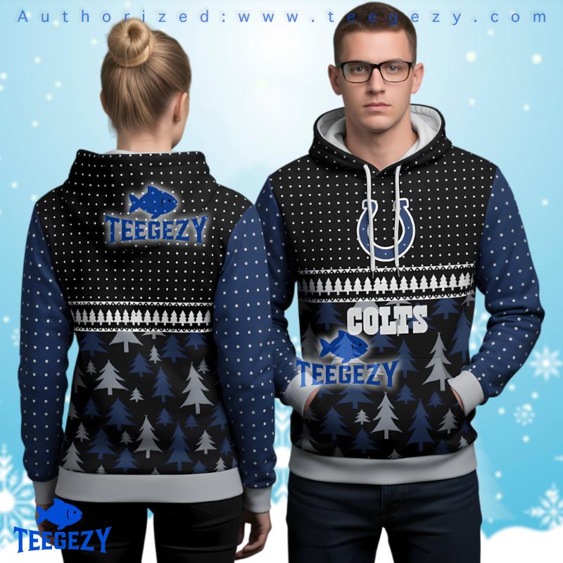 Indianapolis Colts Christmas Tree Pattern Ugly Christmas 3D Hoodie Indianapolis Colts Christmas Tree Pattern Ugly Christmas 3D Hoodie