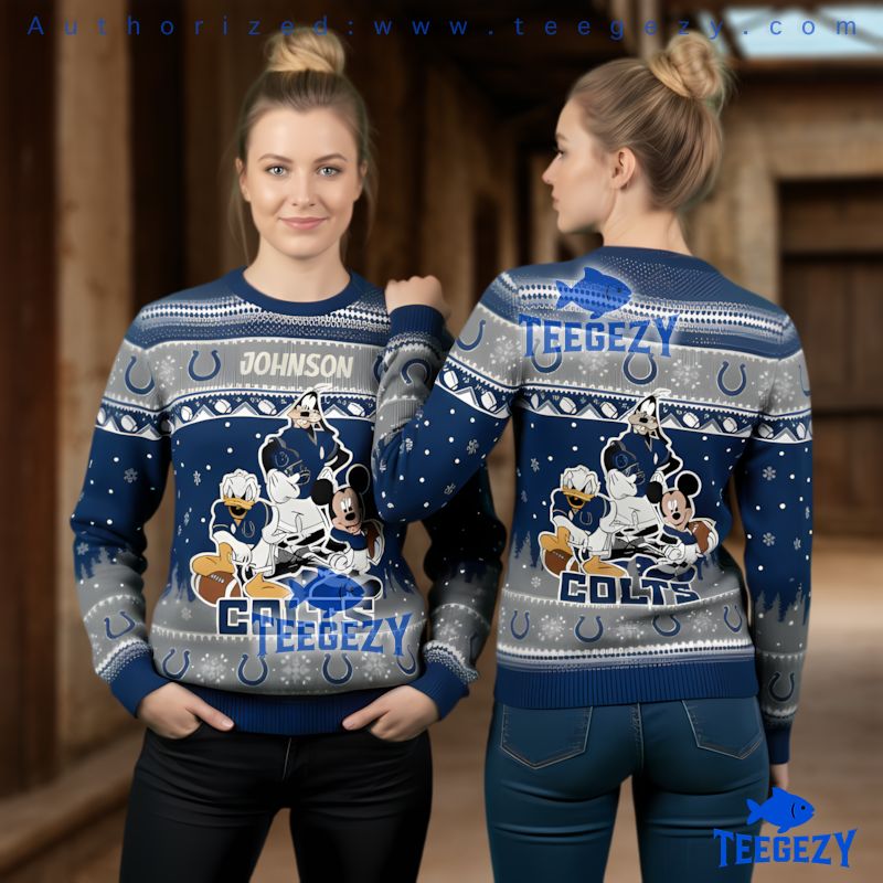 Indianapolis Colts Disney Characters Blue Holiday Ugly Sweater Indianapolis Colts Disney Characters Blue Holiday Ugly Sweater