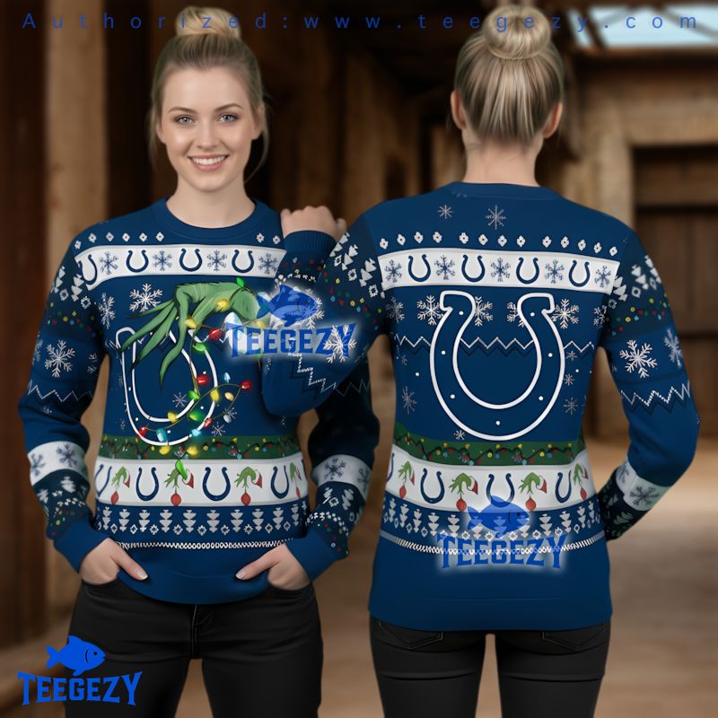 Indianapolis Colts Grinch Stole Christmas Lights Ugly Sweater