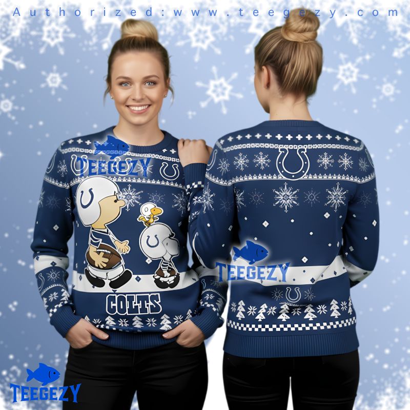 Indianapolis Colts Nfl Peanuts Gang Blue Ugly Christmas Sweater Indianapolis Colts Nfl Peanuts Gang Blue Ugly Christmas Sweater