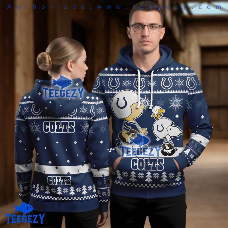 Indianapolis Colts Peanuts Gang Football Ugly Christmas 3D Hoodie Indianapolis Colts Peanuts Gang Football Ugly Christmas 3D Hoodie