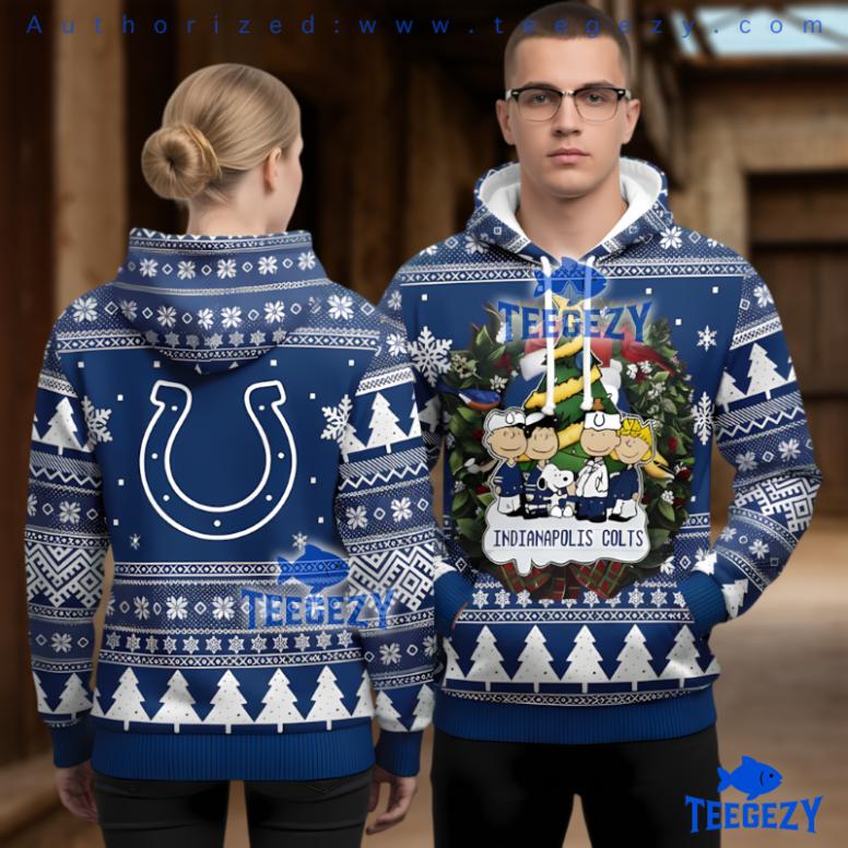 Indianapolis Colts Peanuts Snoopy Charlie Brown Ugly Christmas 3D Hoodie Indianapolis Colts Peanuts Snoopy Charlie Brown Ugly Christmas 3D Hoodie