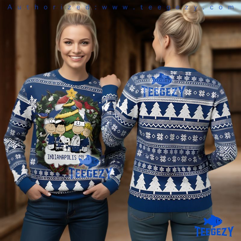 Indianapolis Colts Peanuts Snoopy Charlie Brown Ugly Christmas Sweater