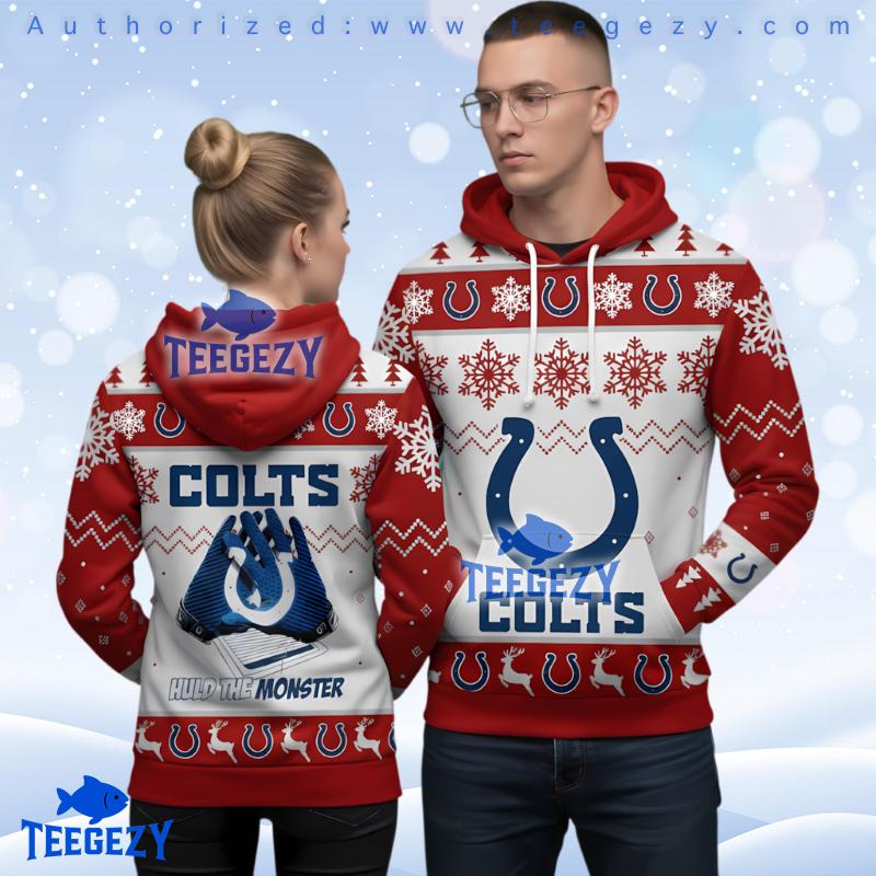 Indianapolis Colts Red Ugly Christmas 3D Hoodie Men And Women Indianapolis Colts Red Ugly Christmas 3D Hoodie Men And Women