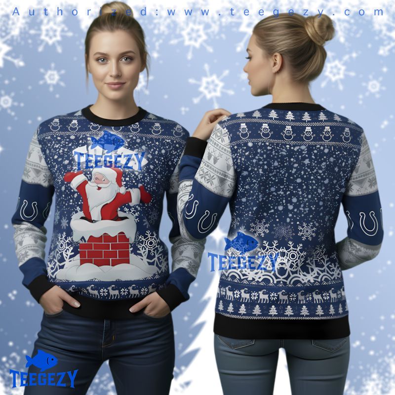 Indianapolis Colts Santa In Chimney Funny Ugly Sweater Indianapolis Colts Santa In Chimney Funny Ugly Sweater