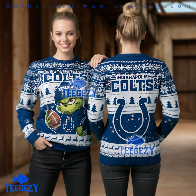 Indianapolis Colts The Grinch Team Ugly Christmas Sweater Indianapolis Colts The Grinch Team Ugly Christmas Sweater
