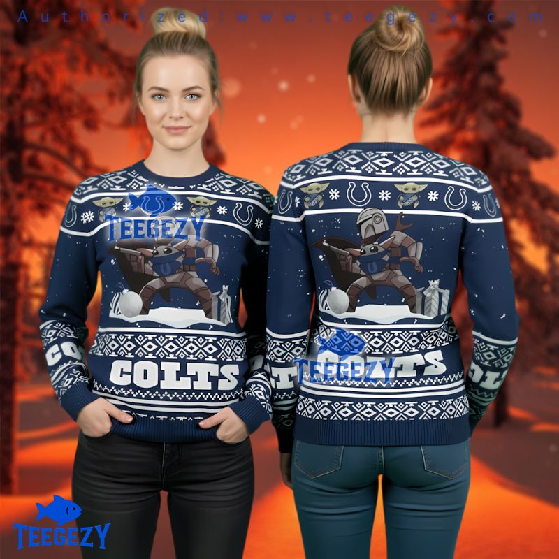 Indianapolis Colts The Mandalorian Blue Ugly Christmas Sweater Fan Gear Indianapolis Colts The Mandalorian Blue Ugly Christmas Sweater Fan Gear
