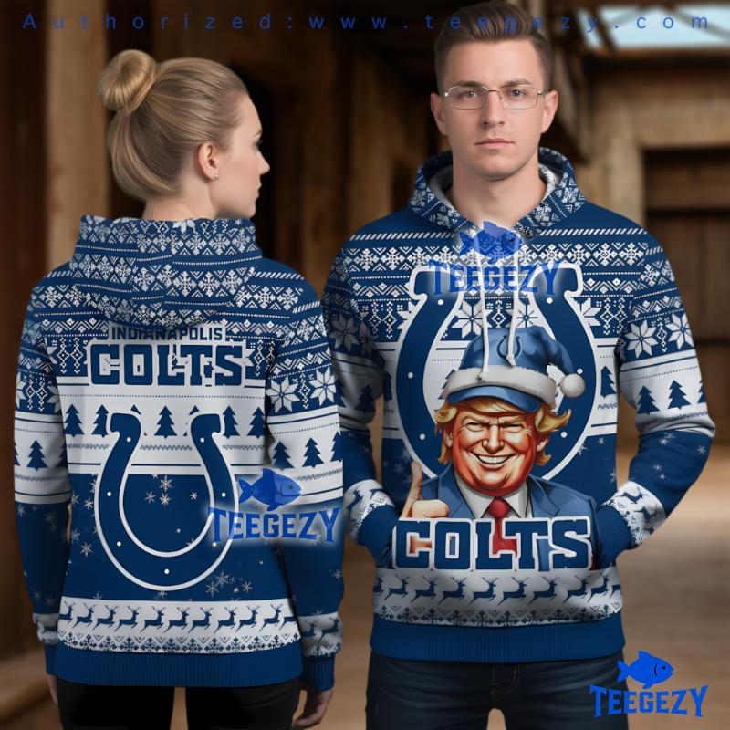Indianapolis Colts Trump Ugly Christmas 3D Hoodie Indianapolis Colts Trump Ugly Christmas 3D Hoodie
