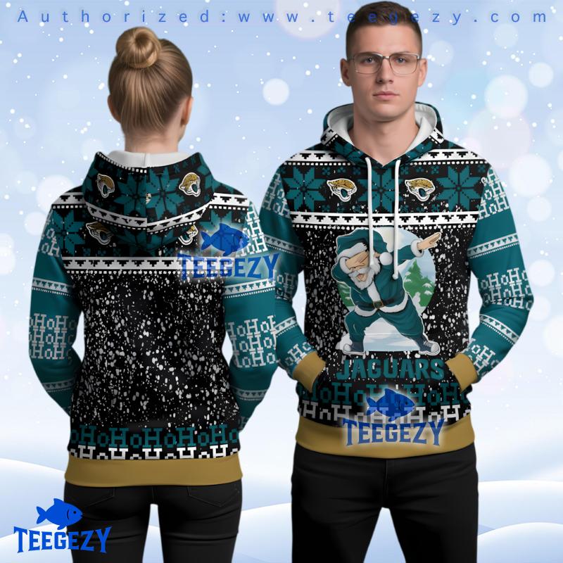 Jacksonville Jaguars Black Dabbing Santa Ugly Christmas 3D Hoodie Jacksonville Jaguars Black Dabbing Santa Ugly Christmas 3D Hoodie