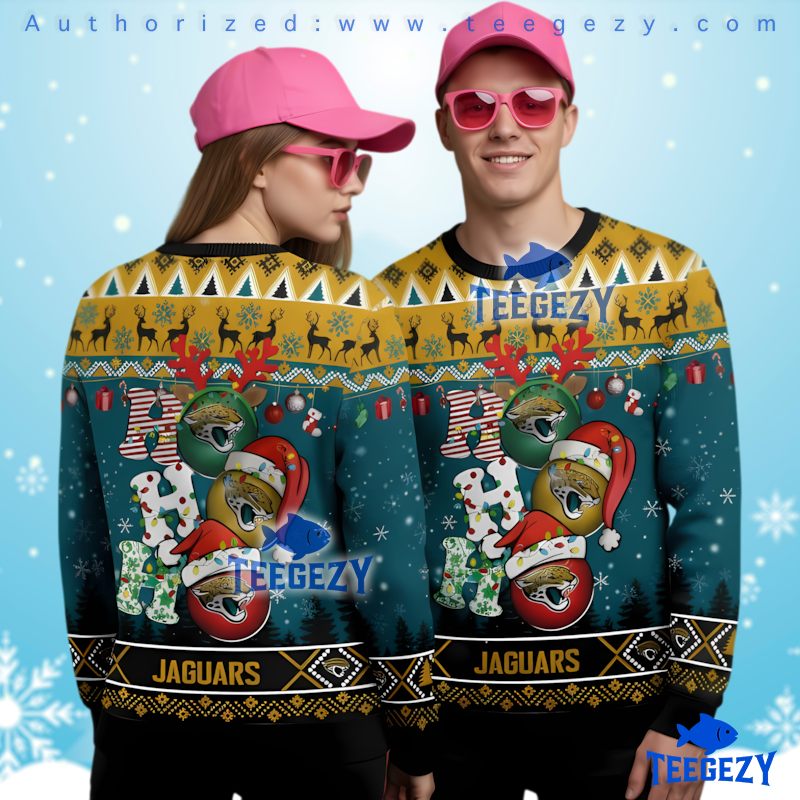 Jacksonville Jaguars Christmas Ho Ho Ho Ugly Sweater Reindeer Jags Fan