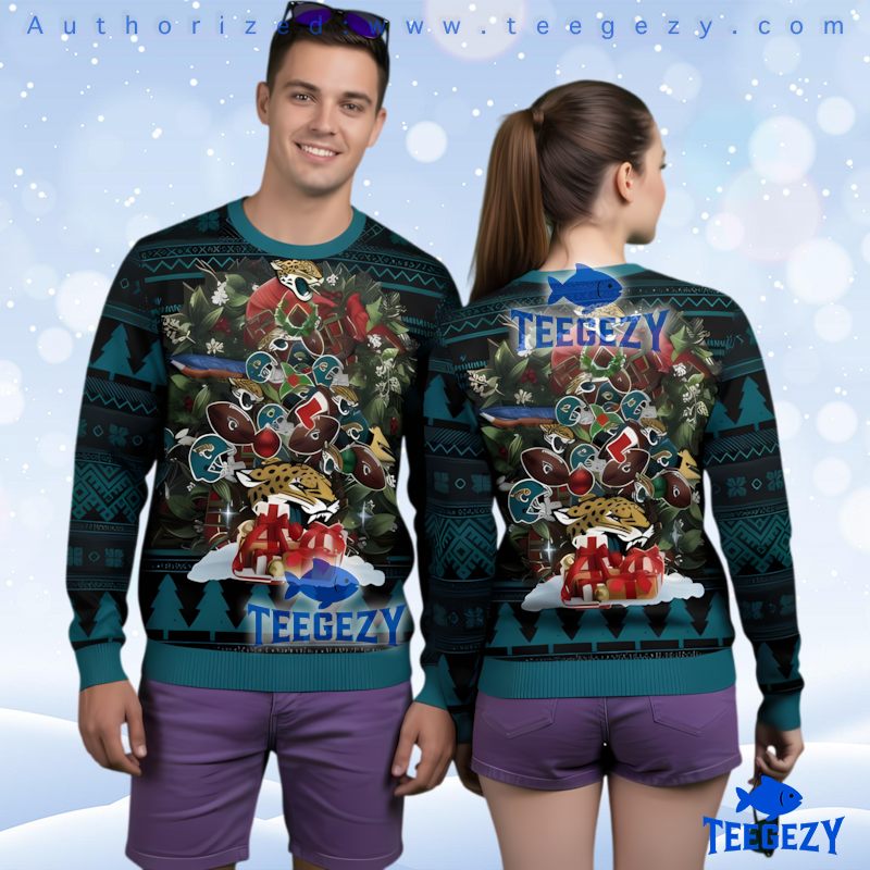 Jacksonville Jaguars Christmas Tree Ugly Sweater 3D Print