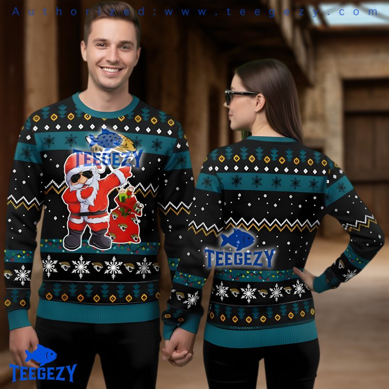 Jacksonville Jaguars Dabbing Santa Ugly Christmas Sweater Jags Fan