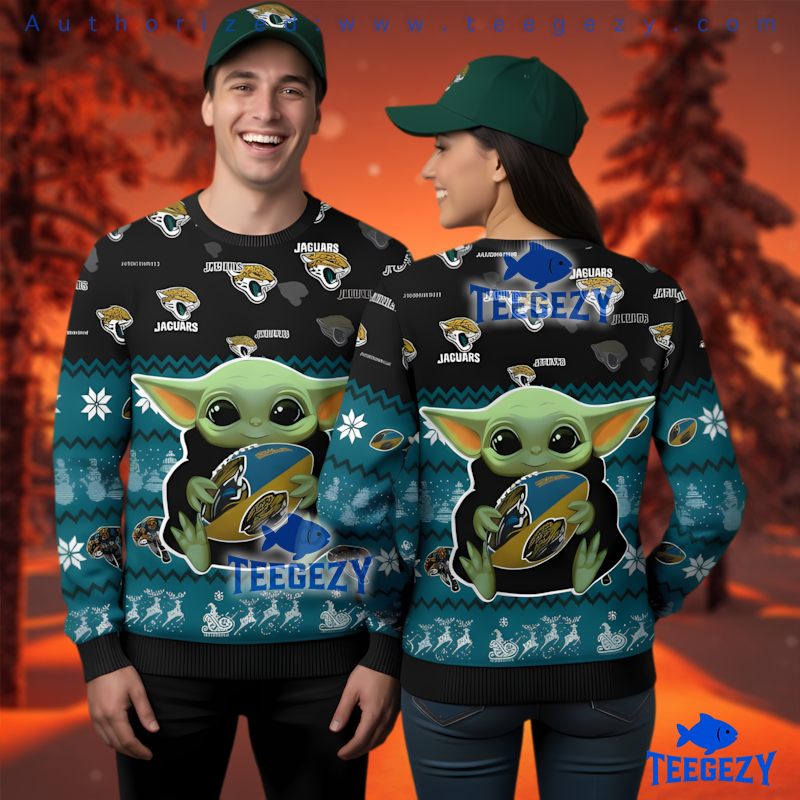 Jacksonville Jaguars Funny Baby Yoda Ugly Christmas Sweater